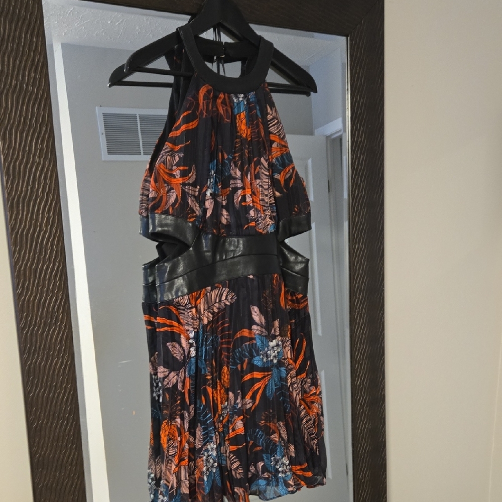 Karen Millen Black and Orange Floral Mini Dress